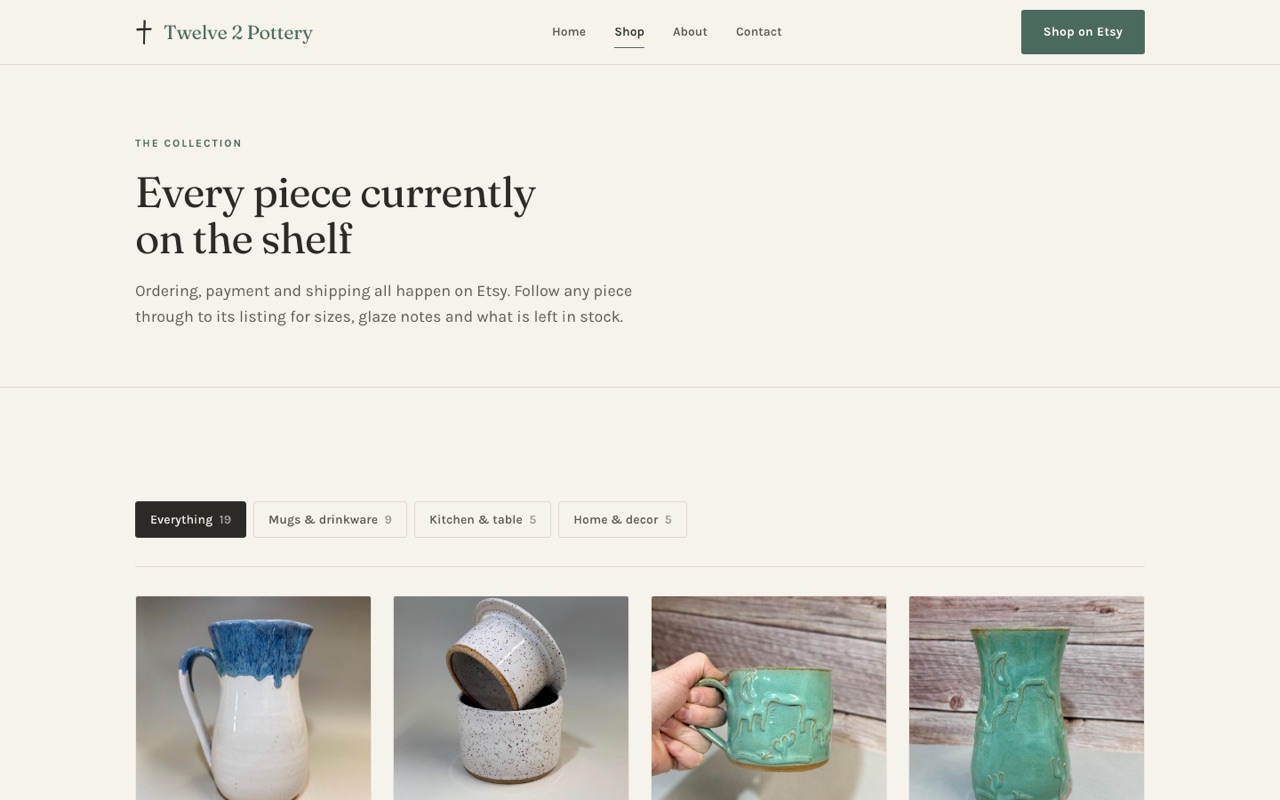 Twelve 2 Pottery shop page